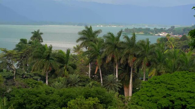 Tropical lake in Central America. Amatitlan lake in Guatemala