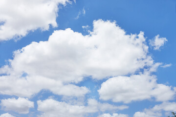 Naklejka na ściany i meble Bare sky texture with clouds and greenery below background