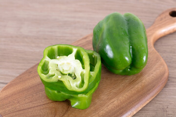 Green vegetable pepper closeup