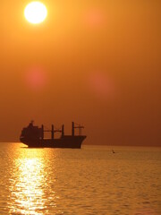 sunset and ship