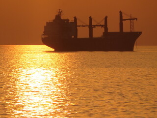 sunset and ship