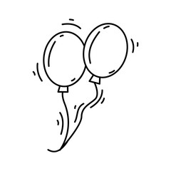 Playground kids balloon,playing,children,kindergarten. hand drawn icon set, outline black, doodle icon, vector icon.