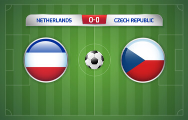 Netherlands vs Czech Republic scoreboard broadcast template for sport soccer and football tournament championship 2020 Round of 16