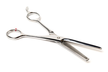 hairdressing scissors on an isolated white background