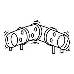 Playground kids crawl tube ,playing,children,kindergarten. hand drawn icon set, outline black, doodle icon, vector icon.