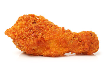 grilled chicken leg  on white background 