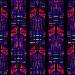 Ikat seamless pattern as cloth, curtain, textile design, wallpaper, surface texture background.