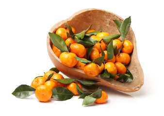 tangerine or mandarin orange on white background 