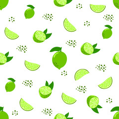 Seamless pattern of lime, citrus, modern flat illustration.
