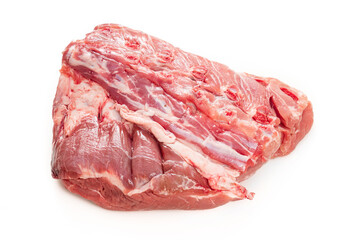 piece of raw pork on a white background. isolated. 