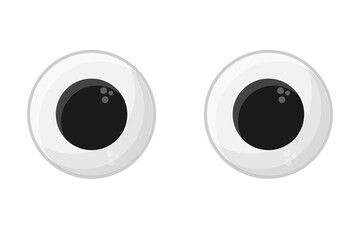 Cute plastic eyes for toys, dolls, isolated on a white background. A caricature of eyeballs.