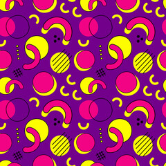 80s, 90s seamless vector pattern, neon electronic background. Memphis stile stereos print.