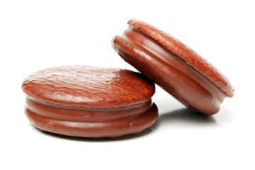 chocolate cake on white background 