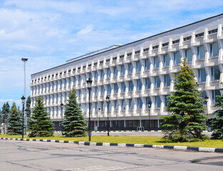  Russia.The building of the Ulyanovsk Pedagogical University under the blue sky