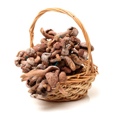 dried mushroom on white background