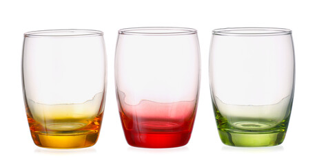 Beautiful empty glasses on white background