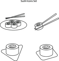 sushi icons set isolated on white background. sushi icon thin line outline linear sushi symbol for logo, web, app, UI. sushi icon simple sign.