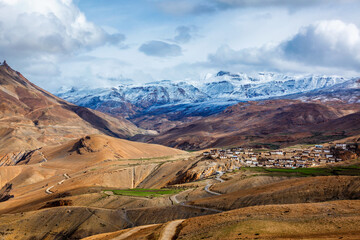 Comic Village. Spiti Valley, Himachal Pradesh, India