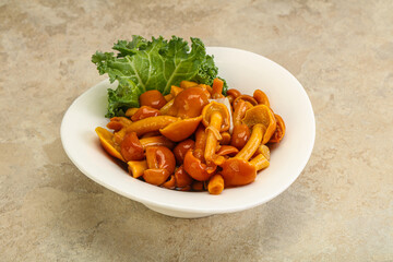 Marinated mushroom - honey agaric in the bowl