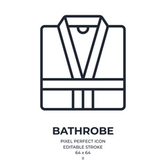 Bathrobe editable stroke outline icon isolated on white background flat vector illustration. Pixel perfect. 64 x 64.