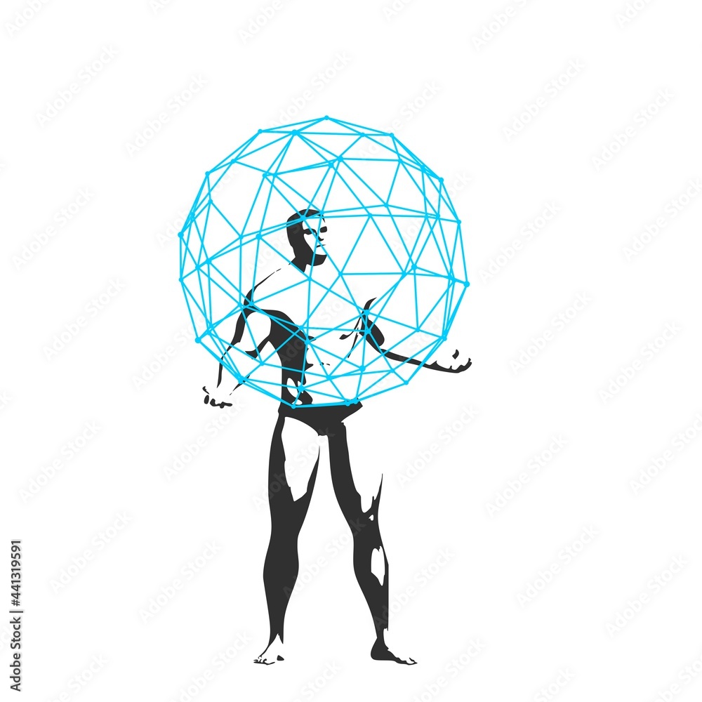 Canvas Prints man holding abstract geometry shape in his hands