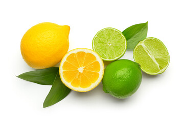 Healthy citrus fruits on white background