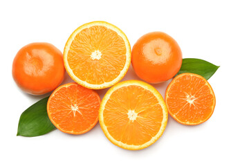 Healthy citrus fruits on white background