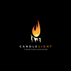 candlelight logo line art vector illustration design creative nature minimalist monoline outline linear simple modern ancient hipster