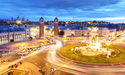 Fototapeta na wymiar Barcelona skyline from Plaza Espana