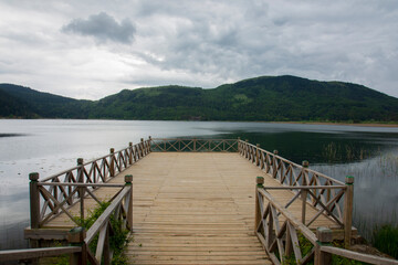 Bolu, wonderful lake view from the wooden observation deck by Abant Lake