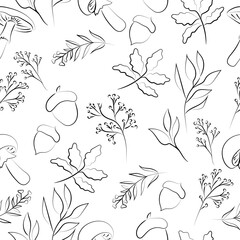 Elegant outline autumn doodle, vector illustration.