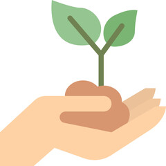 hand holding plant flat icon