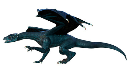 3D Rendering Fairy Tale Dragon on White