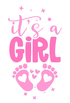 It's a Girl - pink stickers that have lovely feet with it's a girl. Perfect for Letter Seals for Baby Shower Invitations and thank you cards, baby shower favors, baby shower bingo, gender reveal party
