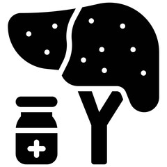 Liver with Vaccine icon, Vaccine Development related vector