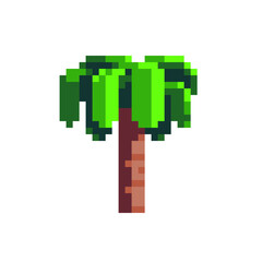 Palm icon. Pixel art. Game assets. 8-bit style. Isolated abstract vector illustration. 