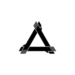 three hand holding each other logo vector icon illustration