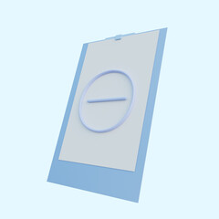 3d illustration of paper on board with minus icon