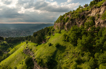 Gazebo "Seven Winds" Kislovodsk National Park, the city is located in the valley below. Kislovodsk, Russia.
