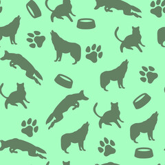 Seamless pattern of dogs on a light background. Print for clothes. Vector.