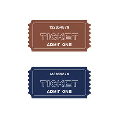 set of tickets. Two cinema tickets (pair). Isolated on transparent background, vector illustration.