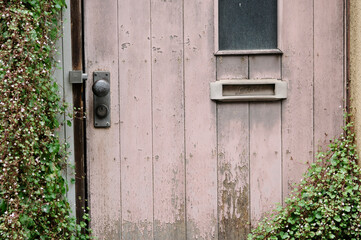 ピンク色のドア