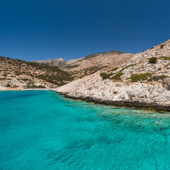 A bay on the south coast of the Greek island of Keros in the Small Cyclades