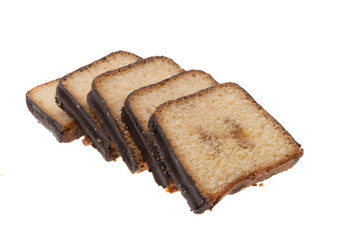 sponge cake with caramel isolated