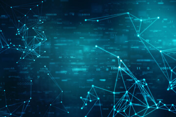 Abstract futuristic - Molecules technology with polygonal shapes on blue background. Illustration Vector design digital technology concept.