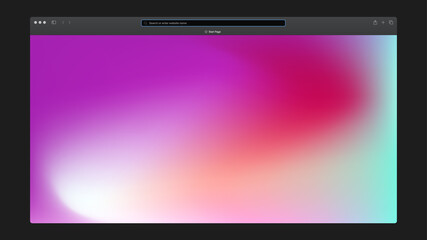 Modern Browser Window. Gradient design on Black Background. Isolated Horizontal Mockup. Vector illustration