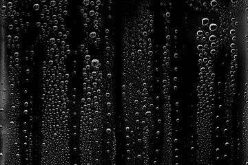 Naklejka na ściany i meble background water drops on black glass, full photo size, overlay layer design