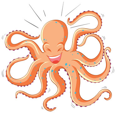 recommend clip art: Octopus laughing cartoon character isolated on white background