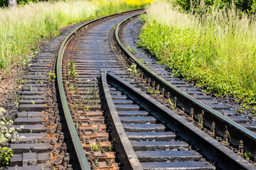 Fototapeta premium railway tracks on which trains run on a summer day. travel and transportation