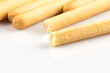 bread sticks on white background
